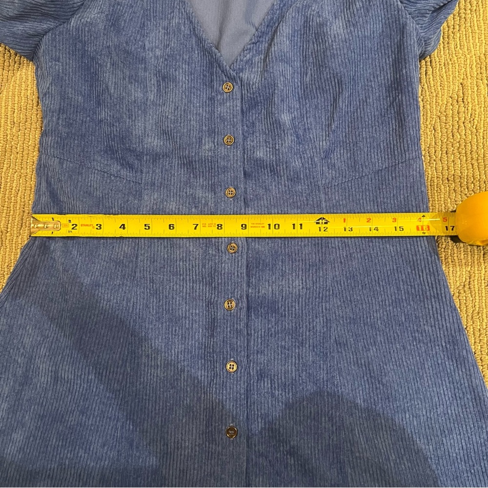 Day+Moon Sweetheart Blue Corduroy Button up Mini  Dress Size Medium - Picture 15 of 15